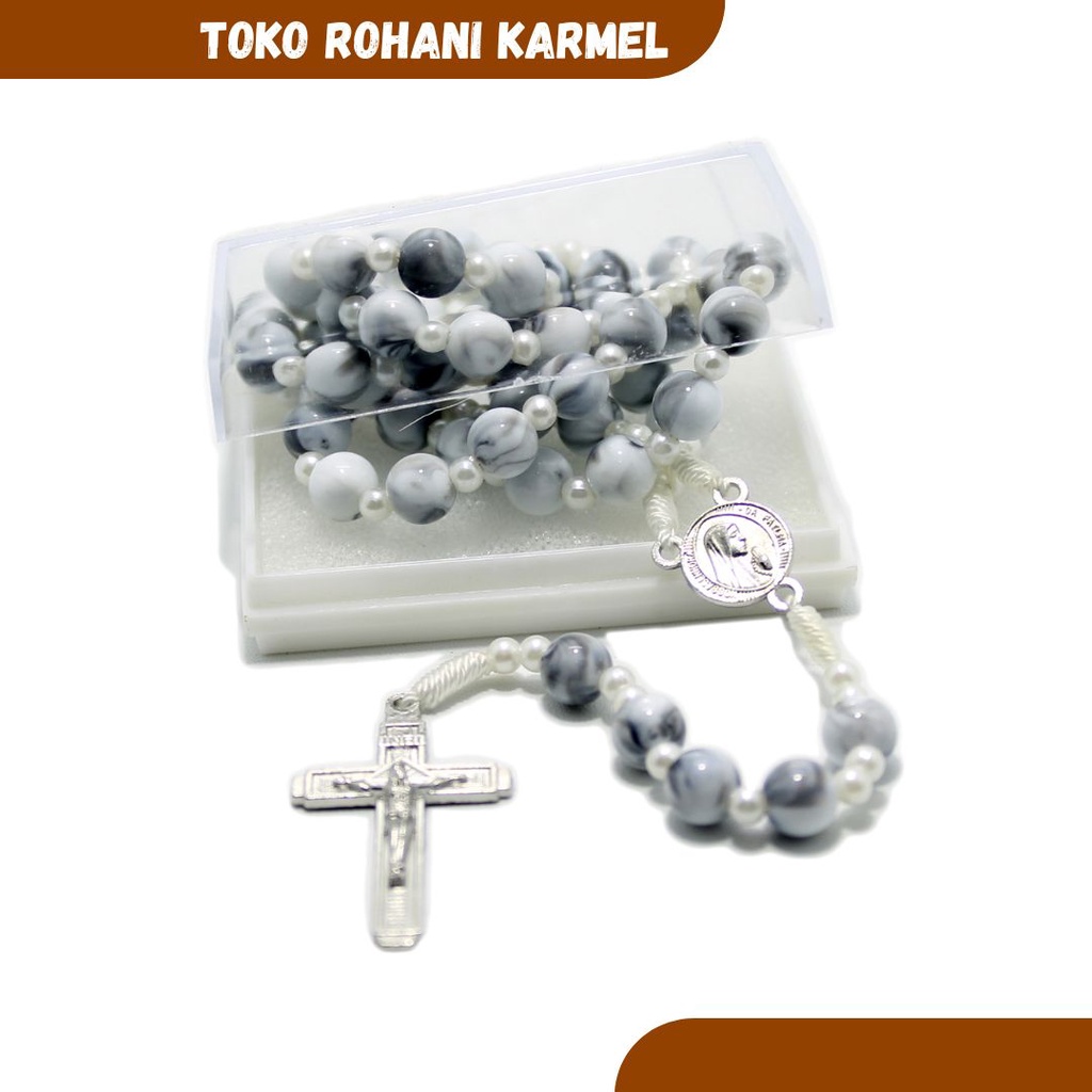 ROSARIO KALUNG BATU ALAM / KALUNG ROSARIO BATU BLOROK PUTIH / KALUNG SALIB / SALIB ROSARIO / ROSARIO