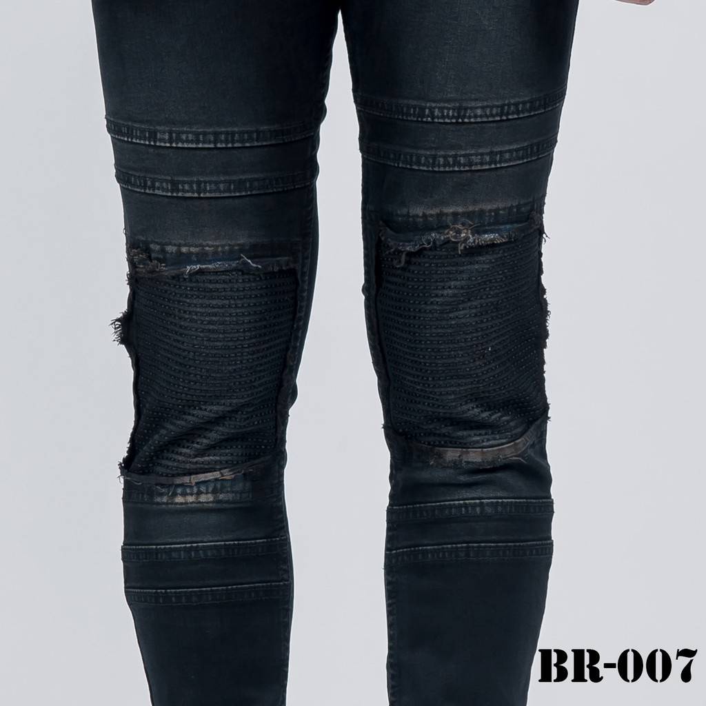 WISDOM - Skinny Jeans Bikers Pria Celana Jeans Sobek Ripped Pria | Full Softjeans Stretch