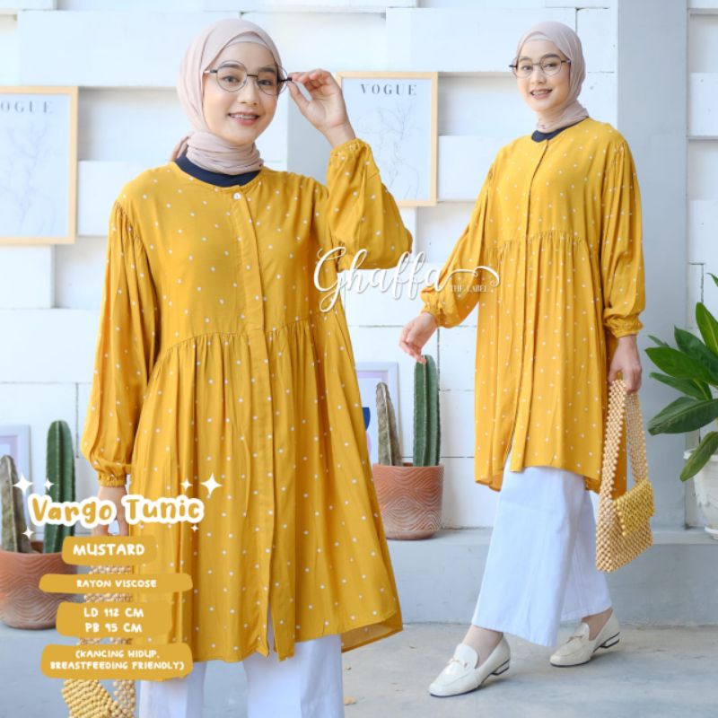 VARGO TUNIC BY GHAFFA THE LABEL / TUNIK WANITA MUSLIMAH / Atasan motif polka rayon