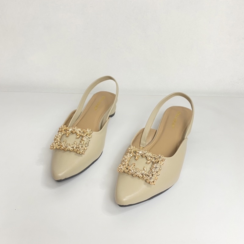 Onlashoes Flatshoes Wanita terbaru PB06 Variasi Kotak Mutiara