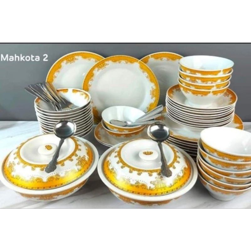 DINNER SET Mahkota 02/Paket Mahkota/Piring Keramik/Piring Mahkota