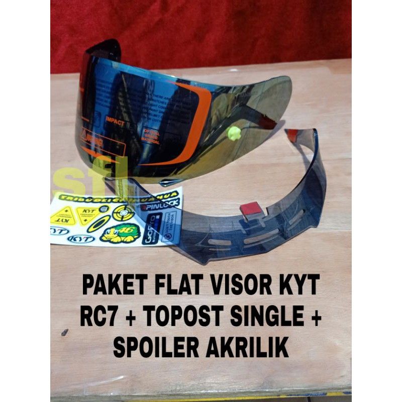 Paket Kaca Flat Visor Kyt Rc-7 R10 K2r Mds Viktory + TOPost+ Spoiler PNP KYT RC7 .R10. K2R MDS Viktory DLL. Murah Kualitas Mewah