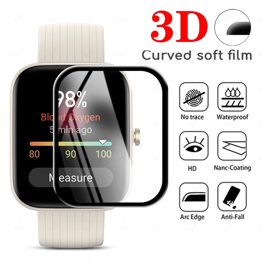 Pelindung Layar Smartwatch 3D Curved Soft Edge Untuk Huami Bip 3 / 3 Pro