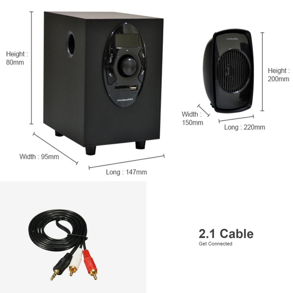 Simbadda CST 2000N + 2.1 Speaker Music Player Bluetooth Radio 2000 N +