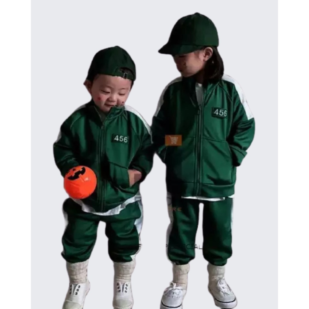 BAJU ANAK PEREMPUAN LAKI LAKI SETELAN SQUID GAME ANAK SETELAN JAKET ANAK 1-11 TAHUN