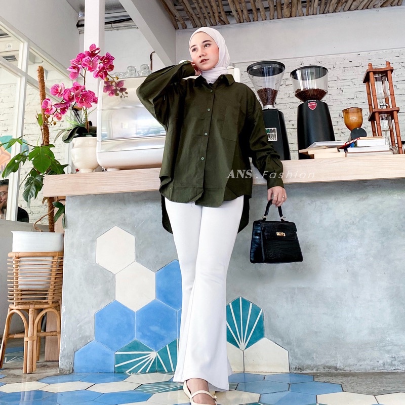 Kemeja Wanita Linen Oversize Olivia Shirt Linen Pocket