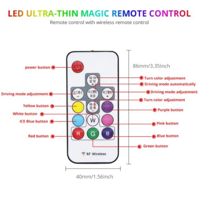 Lampu LED Alis Slim Flexible 30CM 45CM 60CM Remote RGB 30 45 60 CM motor mobil universal