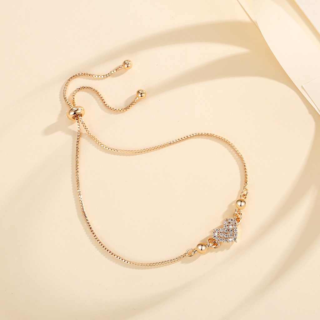 Y733 【Barang spot】Mewah Gelang Titanium Cinta Anti Karat Fashion Berlian Gelang Aksesoris