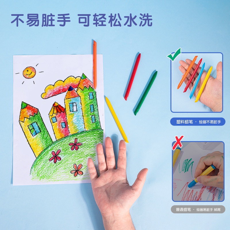 Deli Plastic Crayon / Krayon Plastik 12/24/36 Tidak mengotori tangan ergonomis tidak beracun HE901 Image 3