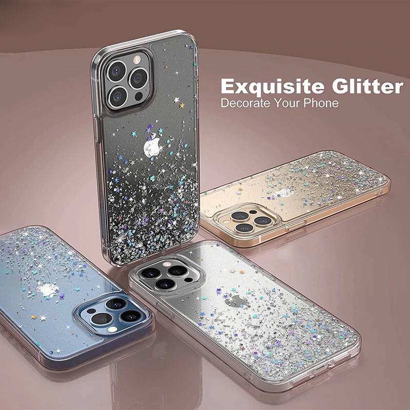 Casing Soft Case iPhone 14 Pro Max 13 Pro Max 12 Pro Max 11 Pro Max 6 / 6S / 6sp / 7 / 8 / 7P / 8P / x Desain Glitter Sequin Bling