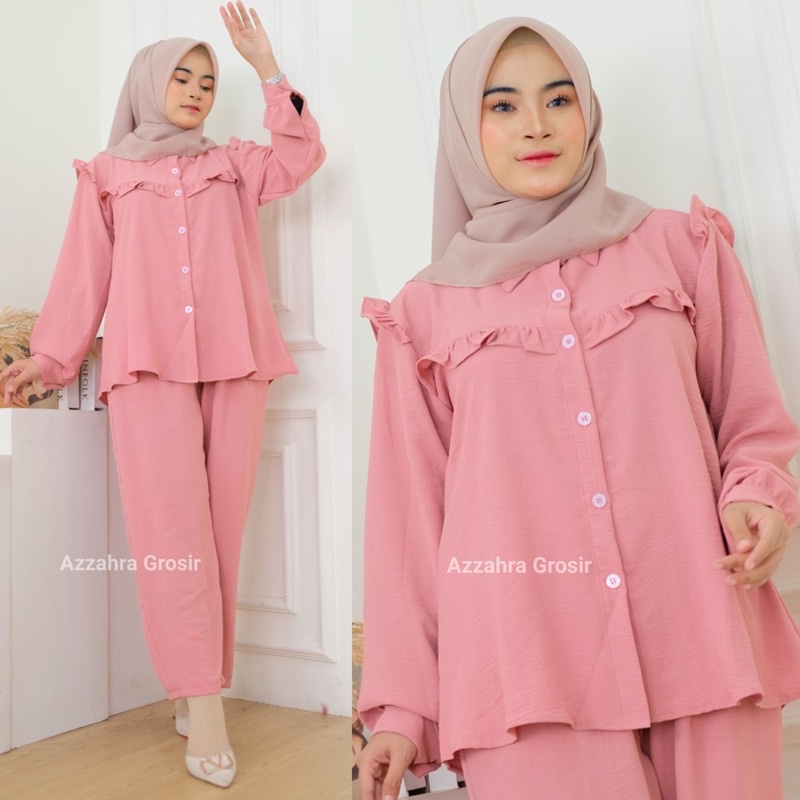 Atana Set Ld110 -  Setcel Crinkle Air Flow One Set Setelan Wanita Jumbo Oversize / 382-6980