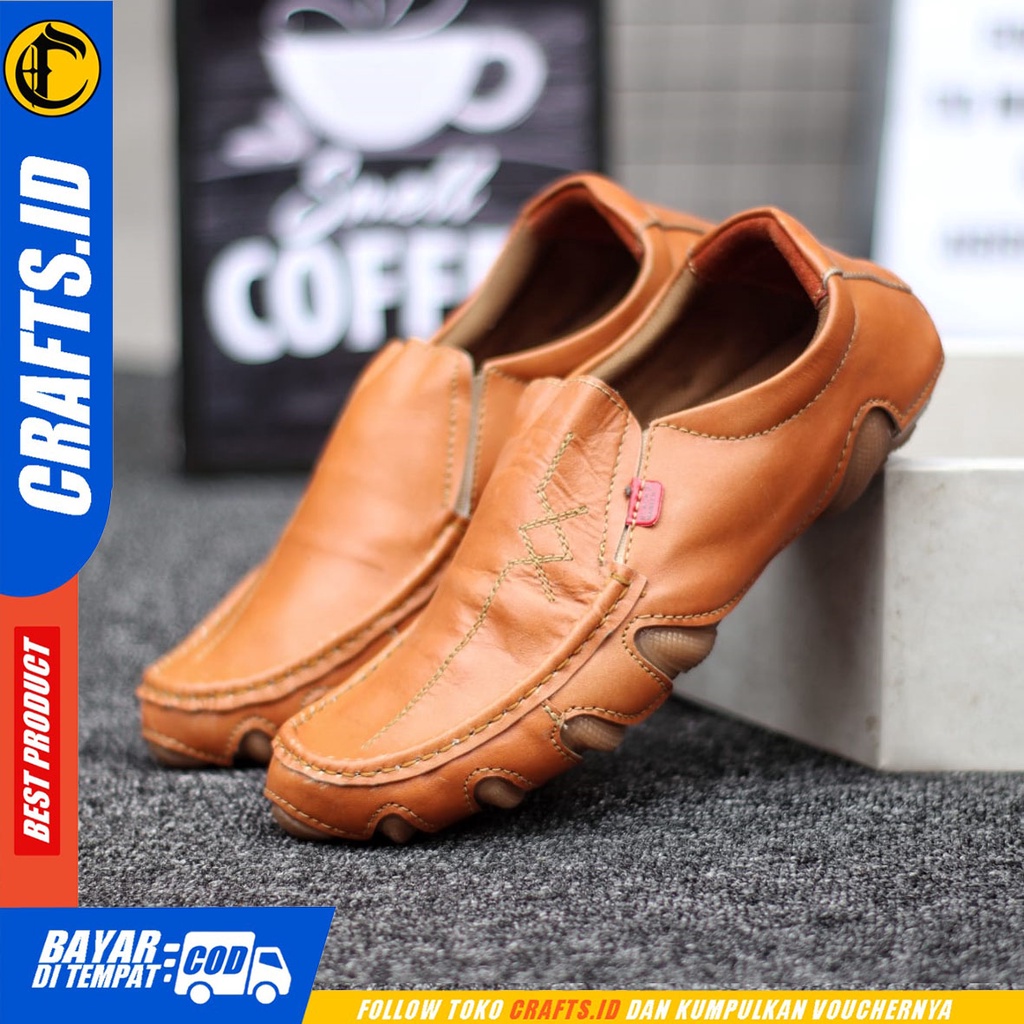 CRAFTS mesi - Sepatu Pantofel Formal Kulit Asli Kerja Slop Pria