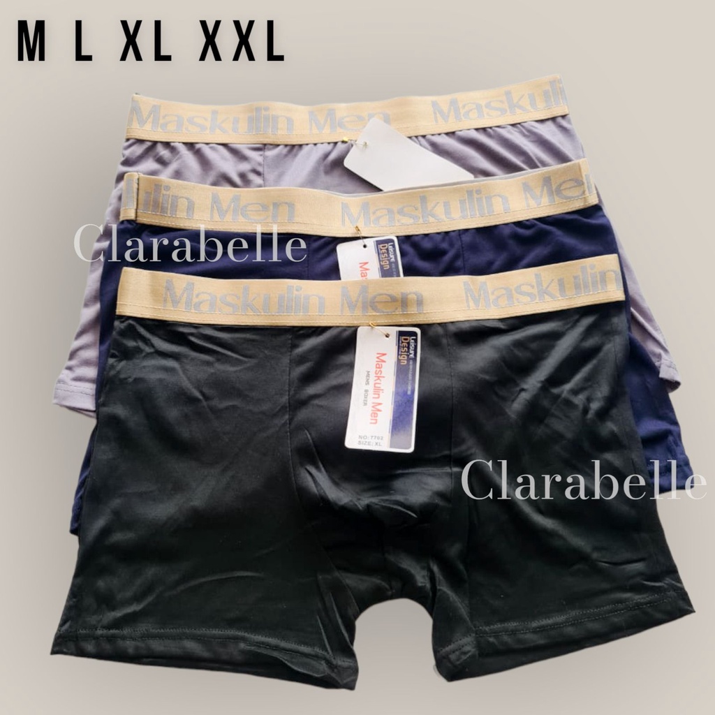 Boxer Pria Dewasa Polos Maskulin Men