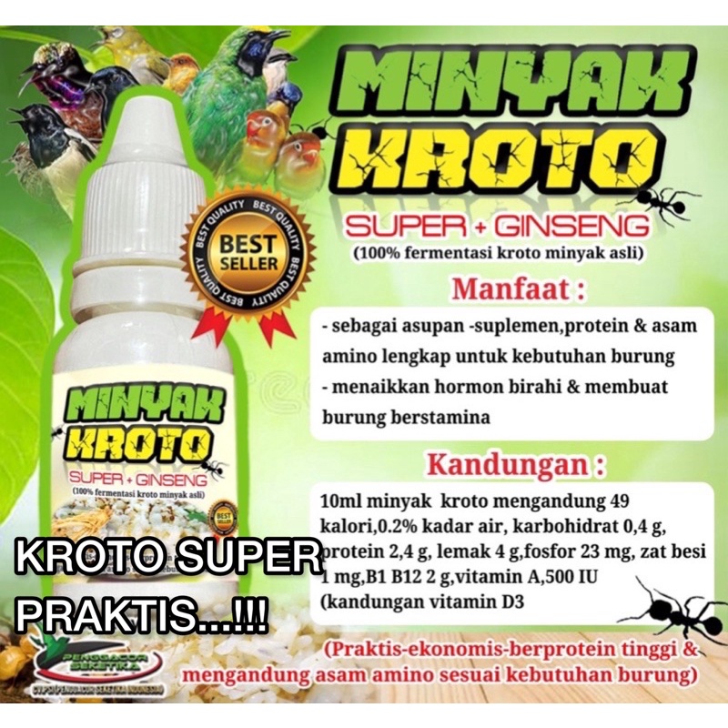 MINYAK KROTO SUPER GINSENG/KROTO SEGAR/VITAMIN BURUNG