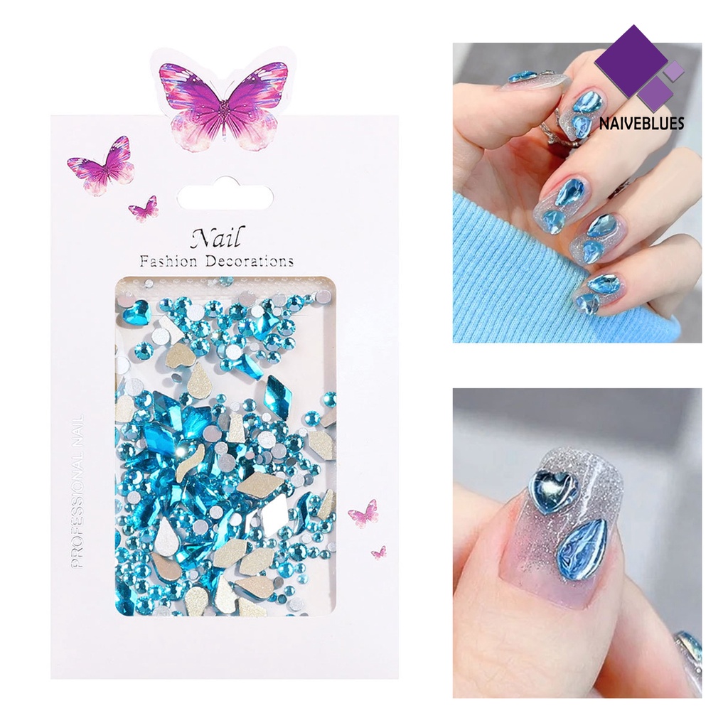 Naiveblue &gt; 1 Kantong Dekorasi Nail Art Bentuk Campur Ringan Untuk Wanita