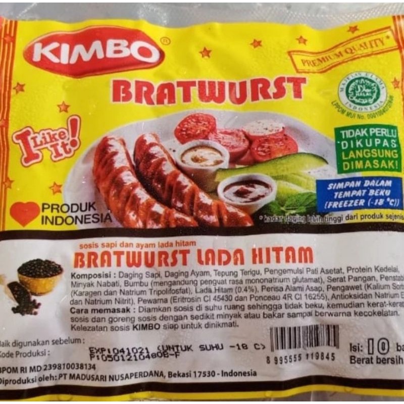 

Kimbo Bratwurst Lada Hitam isi 10 Pcs
