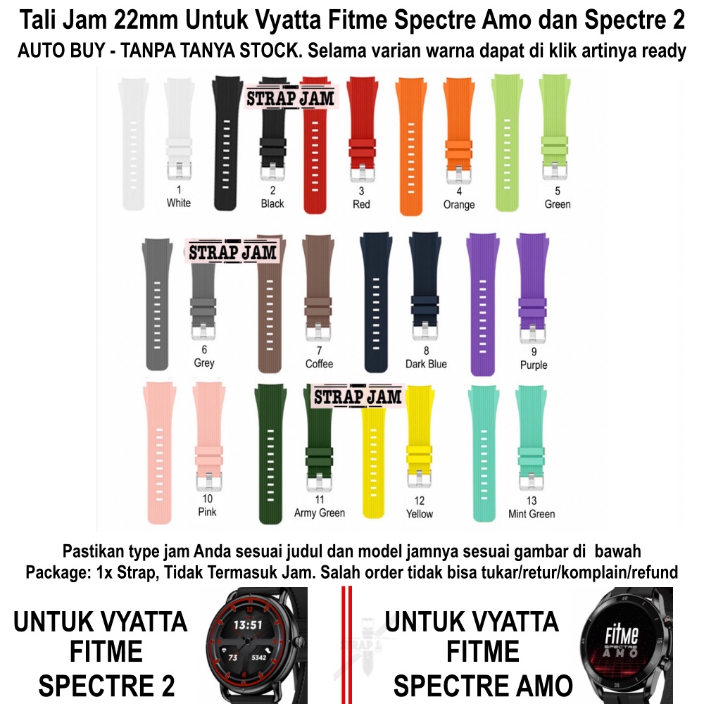 M46 Tali Jam Tangan Vyatta Fitme Spectre 2 / Amo - Strap 22mm Rubber Silikon Garis Horizontal