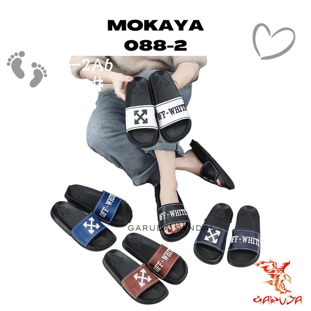 Sandal Selop Pria Import Mokaya 088-B31 Phlyon EVA Motif X Off White