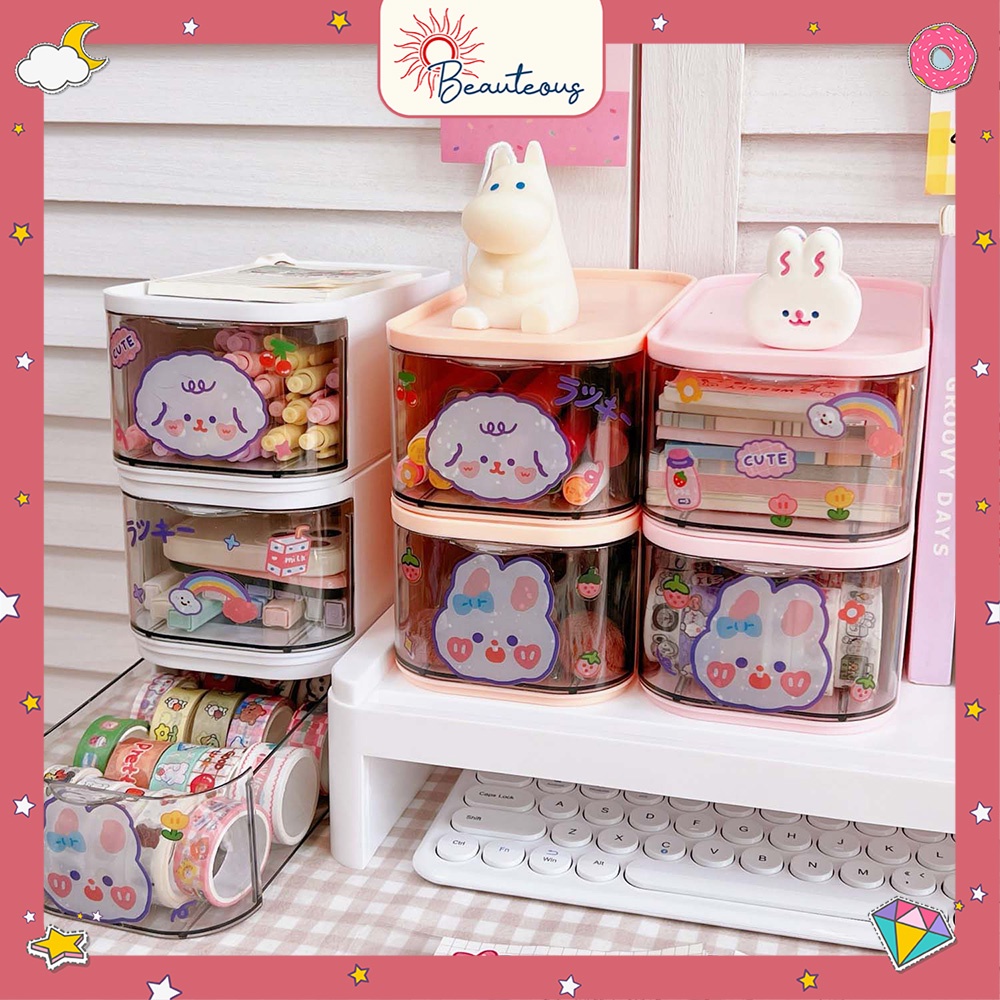 Storage Box Laci Serbaguna Tempat Make Up Aksesoris Stationary Serbaguna Free Stiker Tumblr DIY Cute