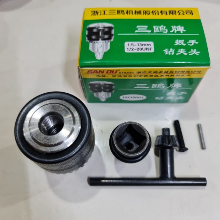 ADAPTOR KEPALA BOR IMPACT WRENCH DRILL CHUCK 13MM + KUNCI BOR