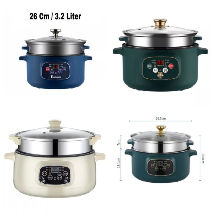 Panci Listrik Timer Serbaguna Ukuran Jumbo 3.2L 26cm Frying Pan Multifungsi