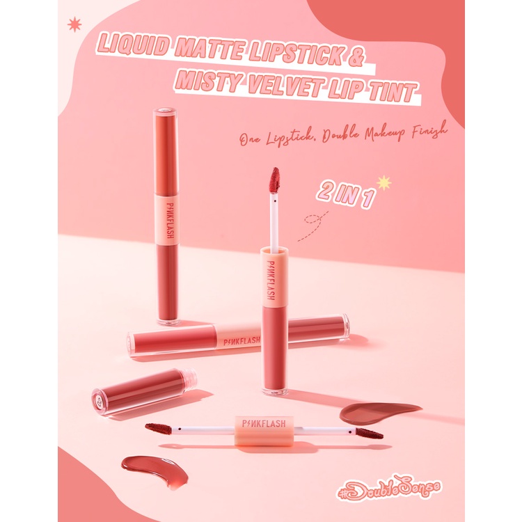 ❤ RATU ❤ Pinkflash Duo Lipgloss | Lip Gloss Lipcream Lipstick | Pink Flash PF-L13