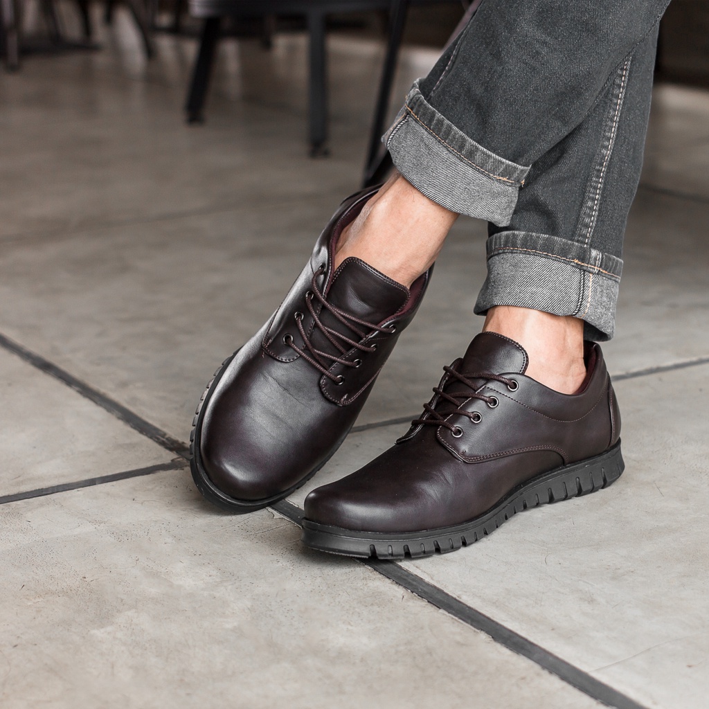 Conrad Brown | Sepatu Oxford Pantofel Hitam Pria Pantopel Tali Formal Casual Kerja Cowok Ori | FORIND Nazreal