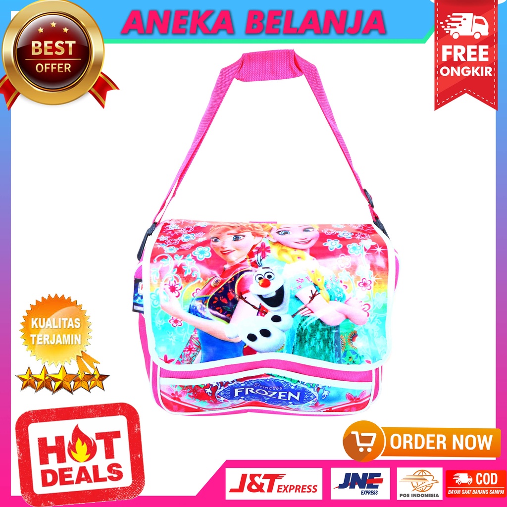 Tas Anak 2in1 Frozen Pink Lucu Selempang Ransel Sekolah Les Mudik Imut