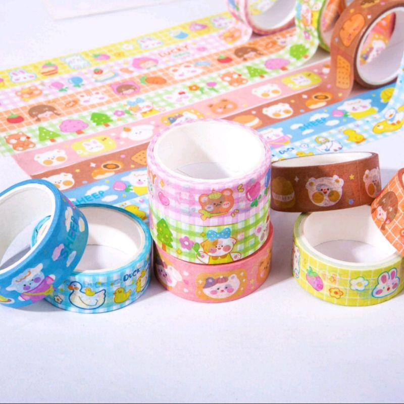 

1pcs Washitape/1roll Selotip hias/isolasi/selotip motif/DIY/Jurnal/Diary/Planner