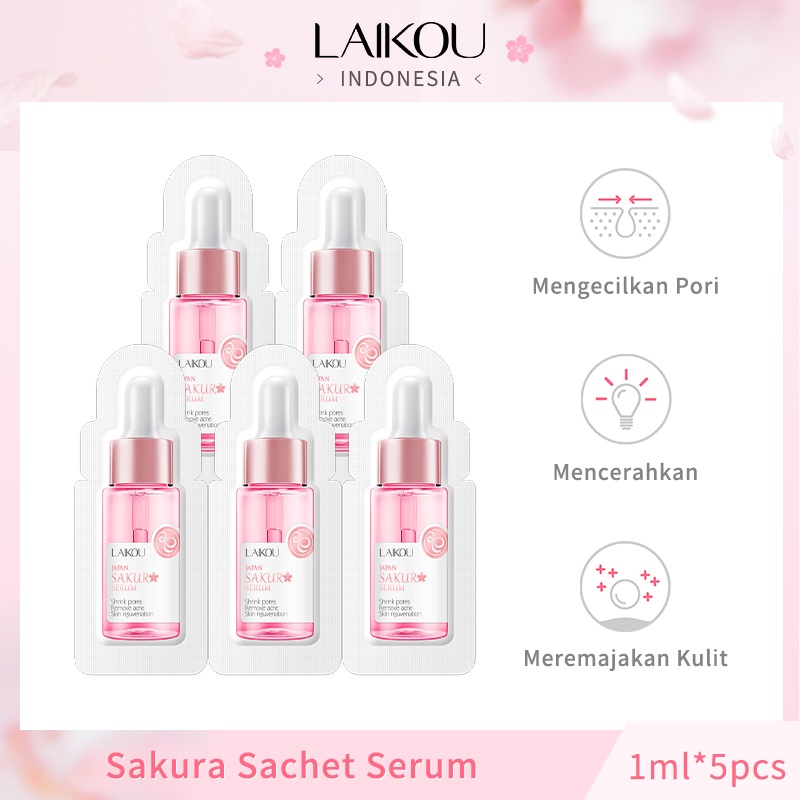 LAIKOU Sakura Brightening Serum Melembutkan Kerut Esensi Bunga Sakura Meremajakan Kulit 5pcs