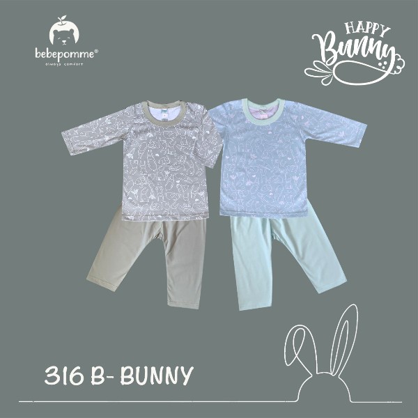 BEBEPOMME - Setelan Kaos Happy Bunny