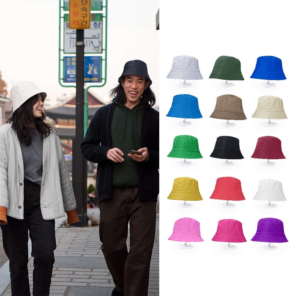 Topi Bucket hat DEWASA premium distro 1 warna bisa Bordir 1 Hari Jadi
