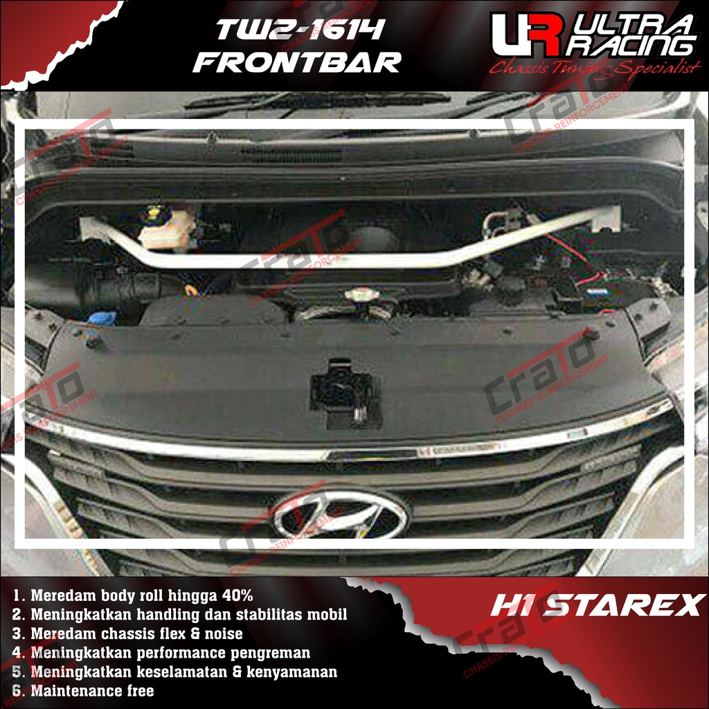 Aksesoris Stabiliser ULTRA RACING Safety Bar - Frontbar Front Strutbar 2 Points - Hyundai H1 Starex 