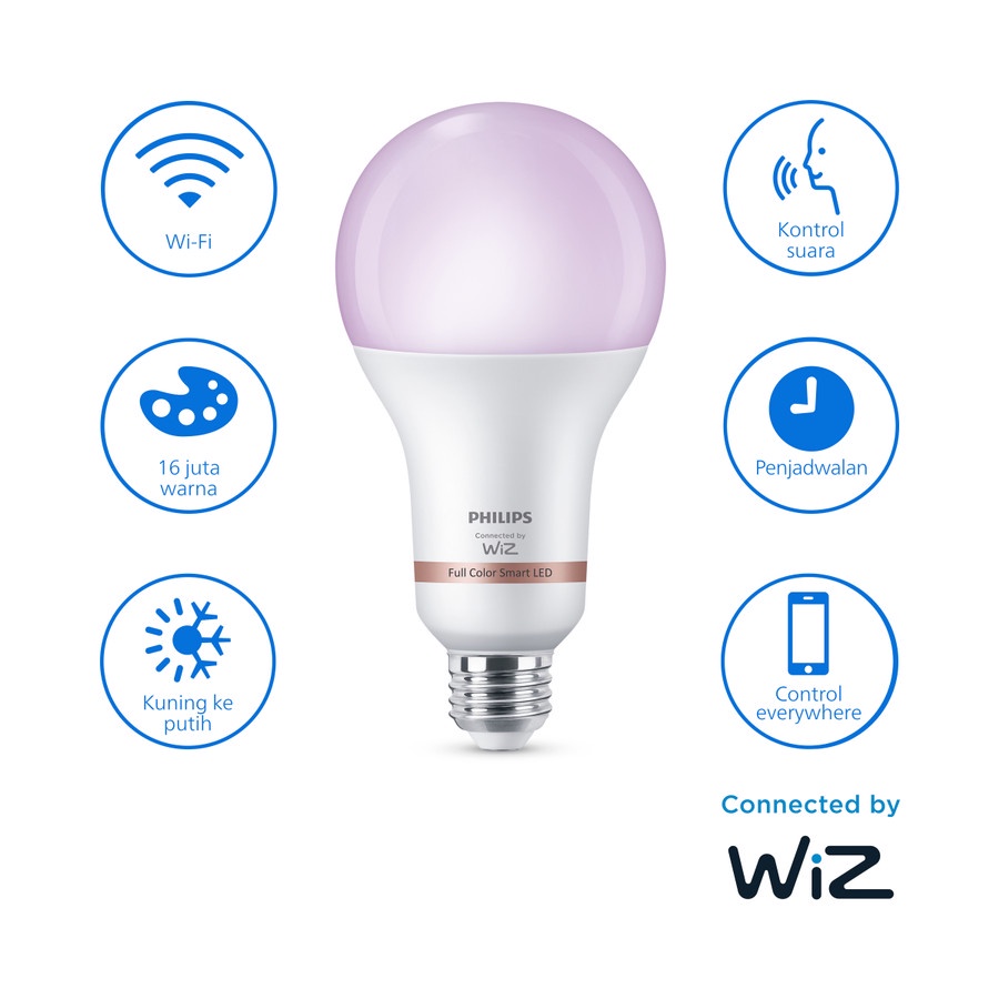 PHILIPS Smart WiFi LED 18.5W Color RGB High Lumen A80 - WiZ Connected