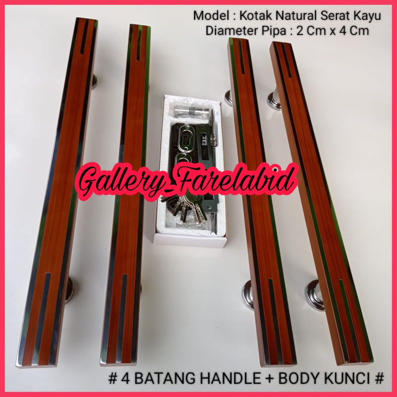 PANJANG 1 METER Handle Pintu Rumah Stainless Steel 100 Cm Kotak Jumbo Full Set Kunci Gagang Pintu Rumah Modern 80 Cm Pull Set Body Pelor Pegangan Pintu Kupu Tarung Tarikan Pintu Rumah Utama Minimalis