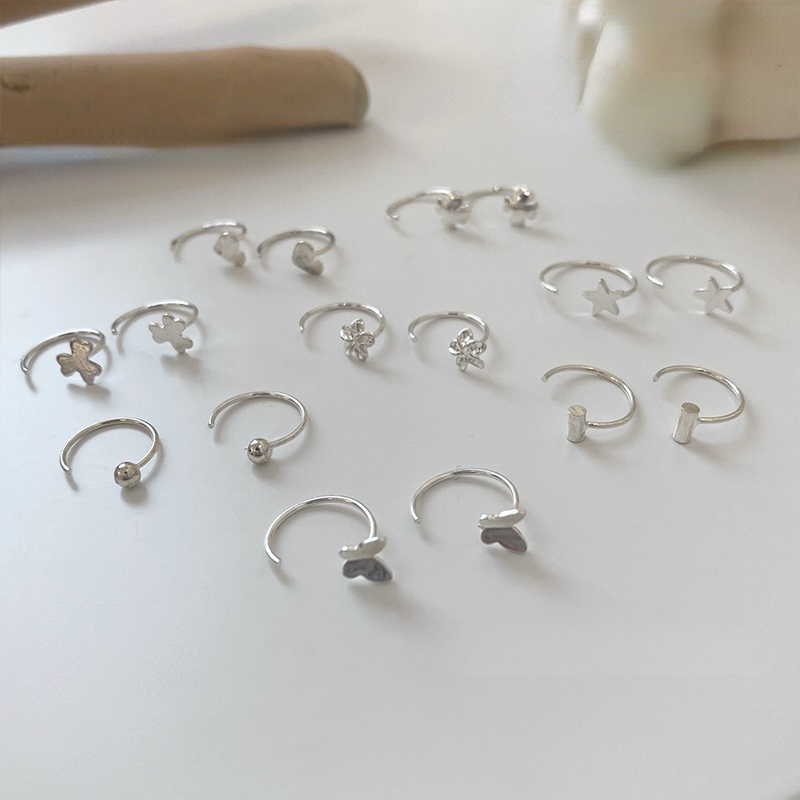 Anting Stud Desain Kupu-Kupu Bahan S925 Sterling Silver Gaya Simple Untuk Wanita