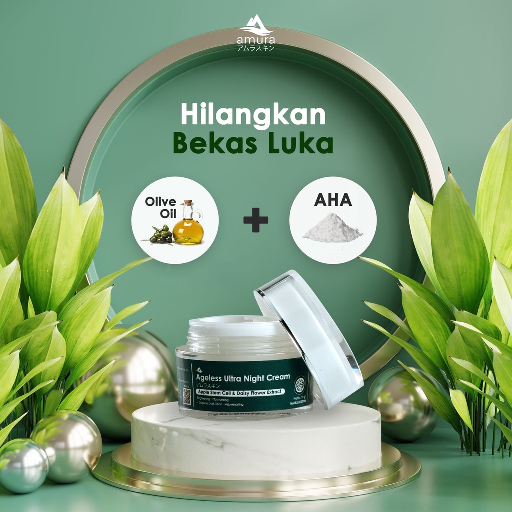 BPOM AMURA Ageless Ultra Night Cream / Pelembab Wajah / Mencerahkan Wajah / Menyamarkan Noda Hitam /