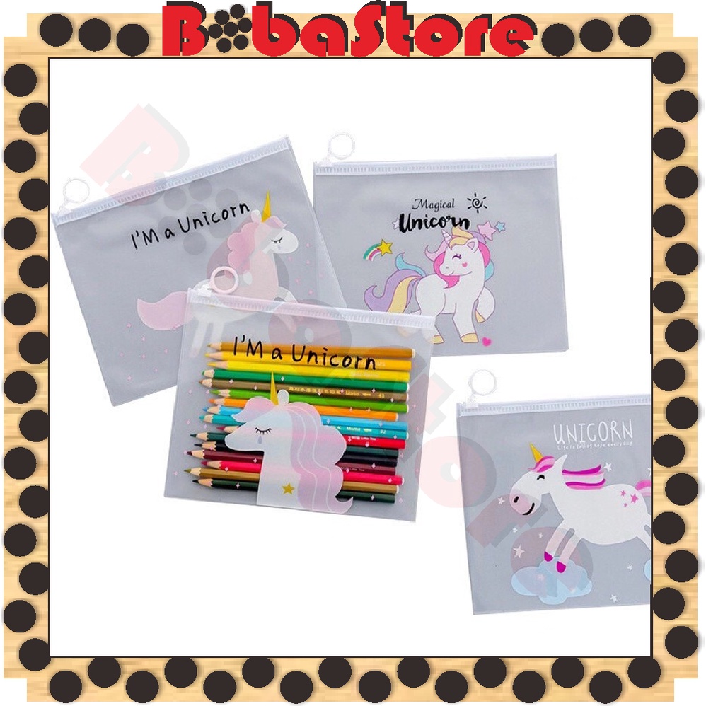 

⭐Bobastore⭐ Pouch Zip Lock Kosmetik Transparan Motif Kaktus Tas Kosmetik Karakter Unicorn ZipLock Plastik Zipper Lock Alat Tulis ATK Murah R079
