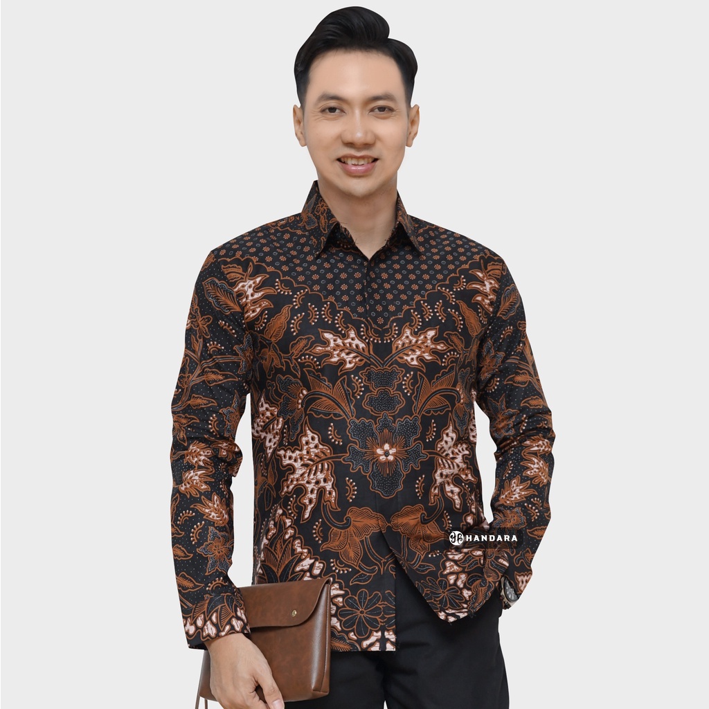 Baju Kemeja Batik Pria Lengan Panjang Slim Fit Premium Modern Full Furing Katun Halus Original Handara Motif Jayakarta HB-170