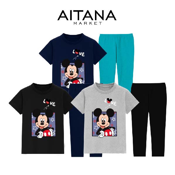 Baju Tidur Piyama Anak Spesial Mickey Mouse Usia 2-8 Tahun Bahan Katun Premium