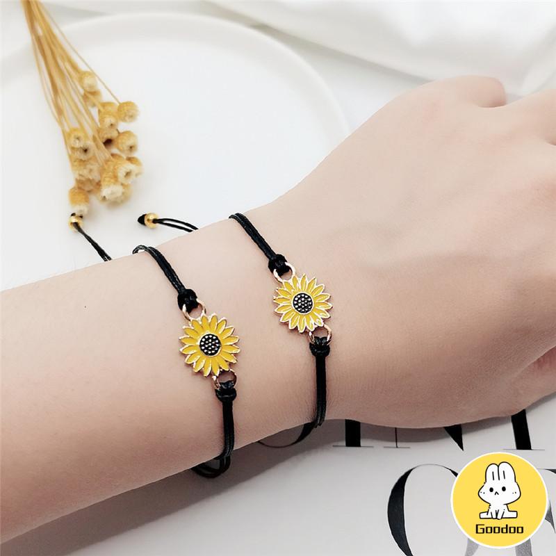 2 Pcs Korean Fashion Gelang Tali Ersahabatan Anyaman Krisan Bunga Matahari Fashion -Doo