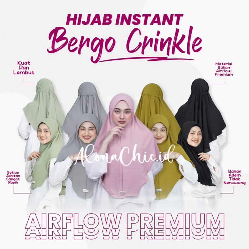 ALONACHIC.ID - Hijab Instant Bergo Crinkle Airflow Premium