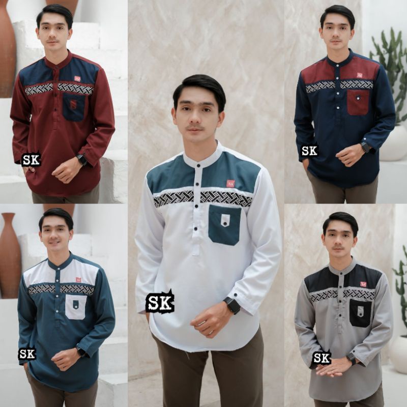 Baju Koko Muslim Original Lengan Panjang Motif Yisunsiin Seragam El Rummi Warna Putih Lengan Panjang