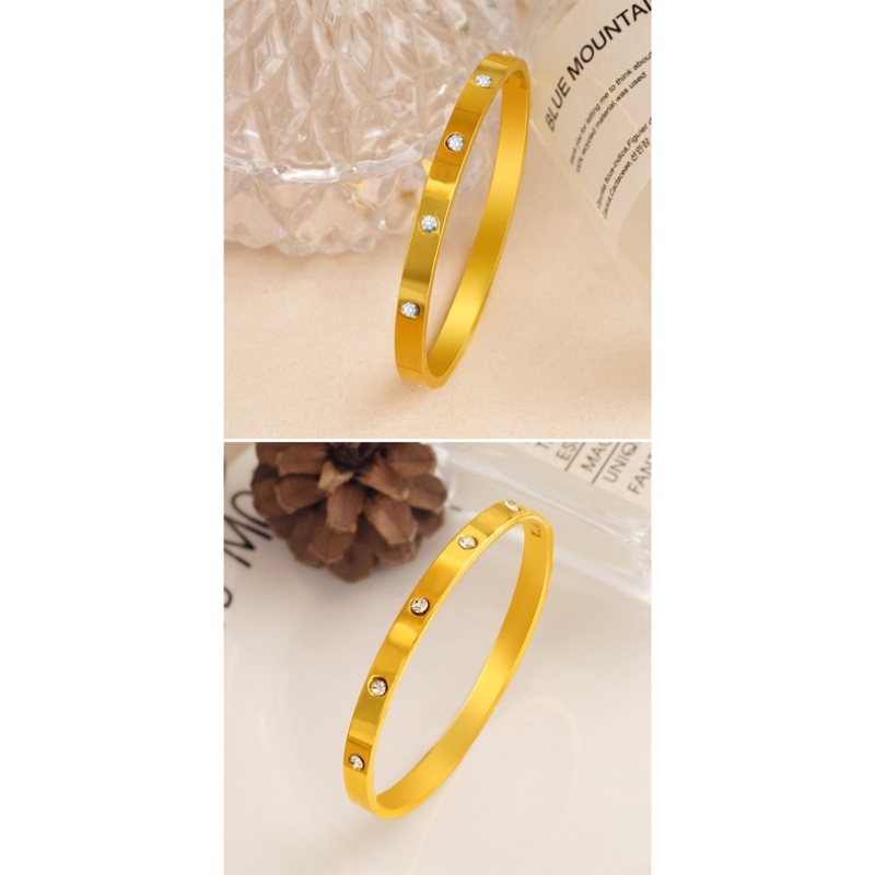 Goldkingdom Perhiasan Fashion 24K Bangkok Aksesoris Ready Stock Ins All-match Gelang Minimalis Dengan Berlian Populer Adjustable Gelang Untuk Wanita