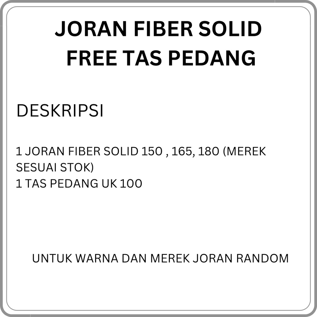 Joran Pancing fiber solid 150-180 free TAS HARDCASE pedang