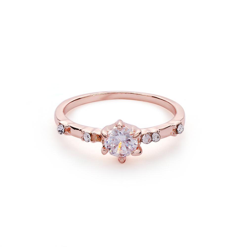 Preva 14K Band Cincin Hadiah Wanita Pernikahan Kristal Berlian Imitasi