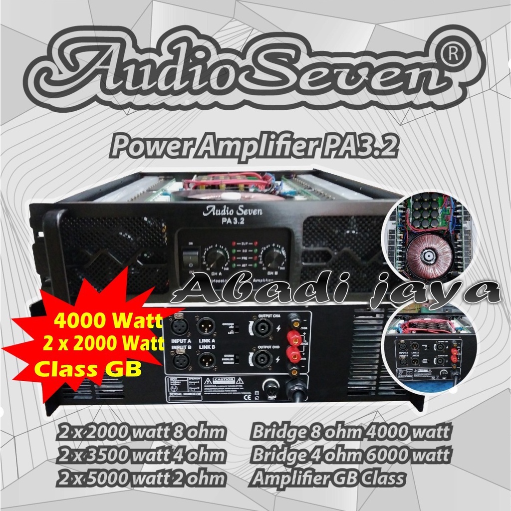 power amplifier audio seven pa3.2 4000 watt class gb original