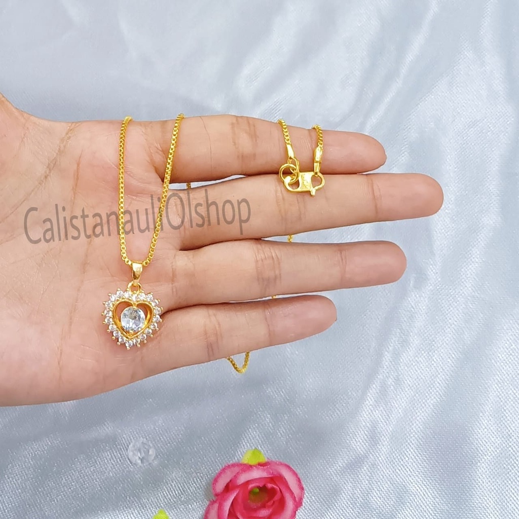 SET DEWASA LOVE ZIRCON PERHIASAN EMAS KOREA ANTI KARAT DAN ANTI LUNTUR
