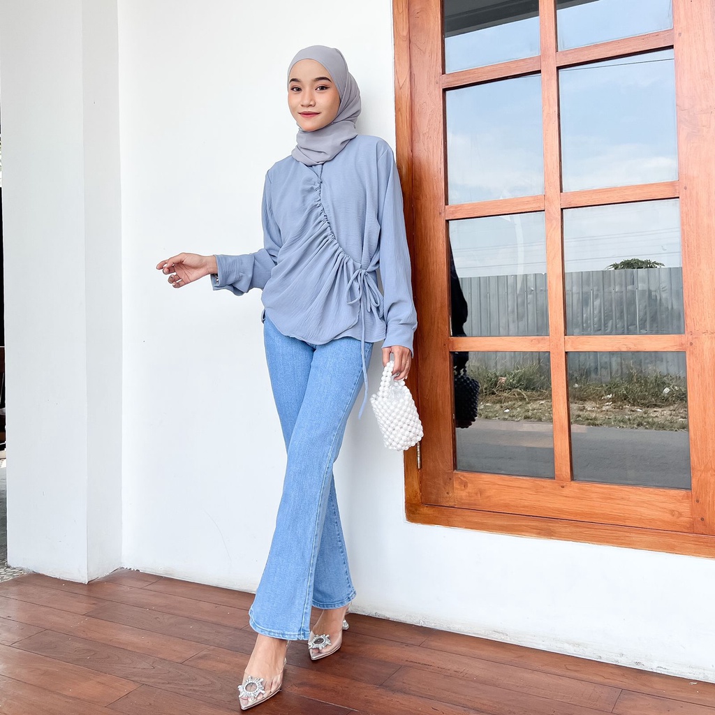 TANTI BLOUSE SERUT Kemeja Crinkle Wanita Model Megan Blouse Serut Crincle Airflow Atasan Wanita Terbaru Viral Kekinian Premium