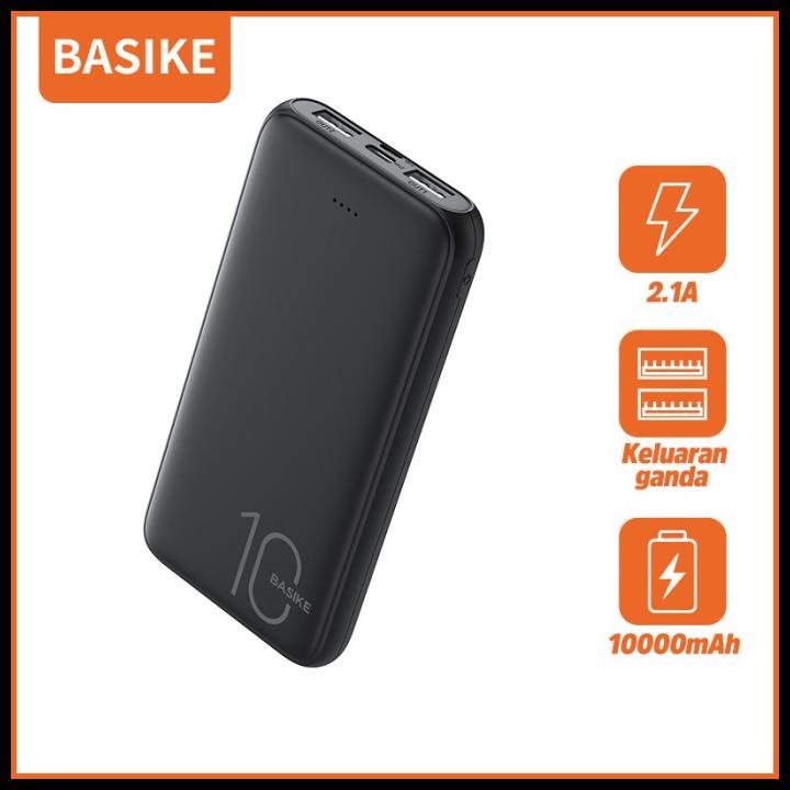 Powerbank Lcd Dual Usb Basike 10000 Mah Fast Charging Mini Murah Ori